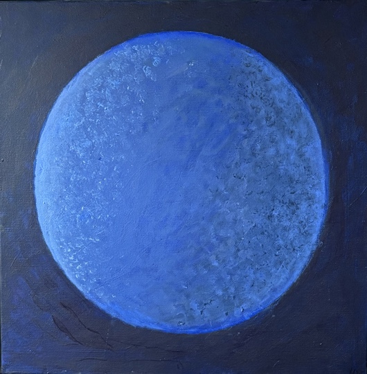 Maria Hillfon  www.hillfon.com  Blå Sfär - Blue Sphere, 100x100 målningar, paintings